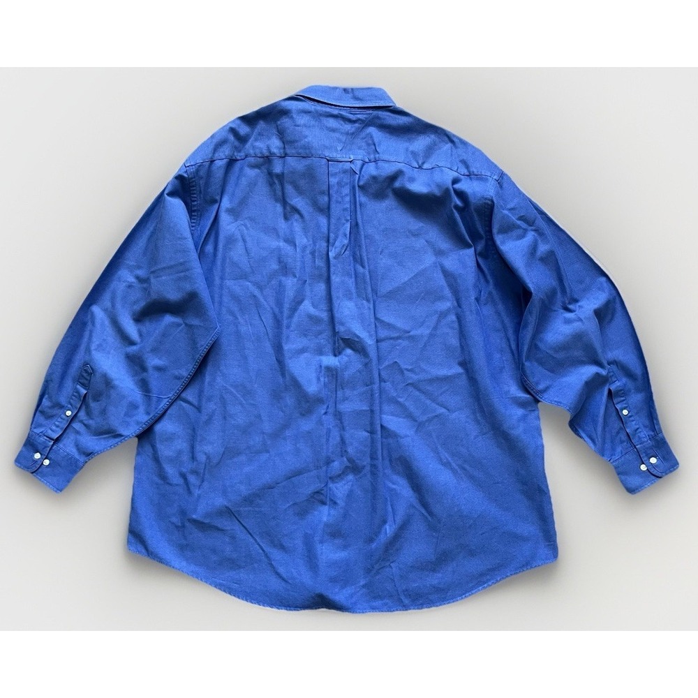 Tommy Hilfiger Button Shirt Men 17.5 34-35 Blue Cotton Oxford Crest Vintage - Picture 11 of 11